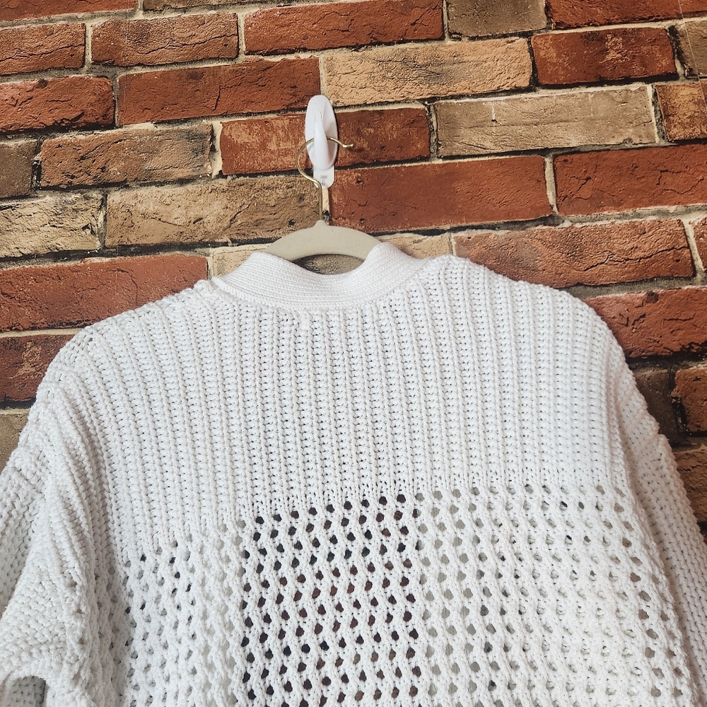 Express X Olivia Culpo White Chunky Open Knit Cardigan Size XS - Picture 7 of 14
